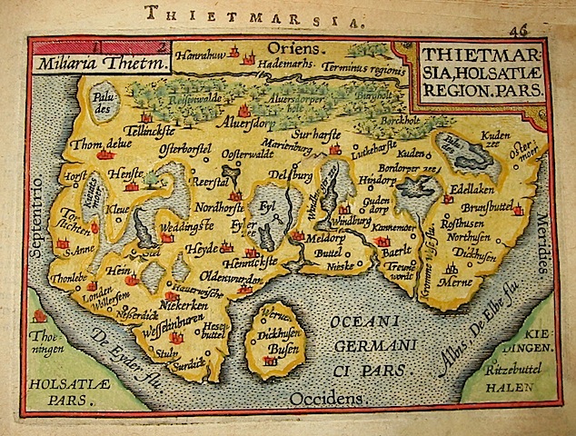 Ortelius Abraham (1528-1598) Thietmarsia, Holsatiae region. pars 1601 Anversa, apud Ioannem Bapt. Vrientum 